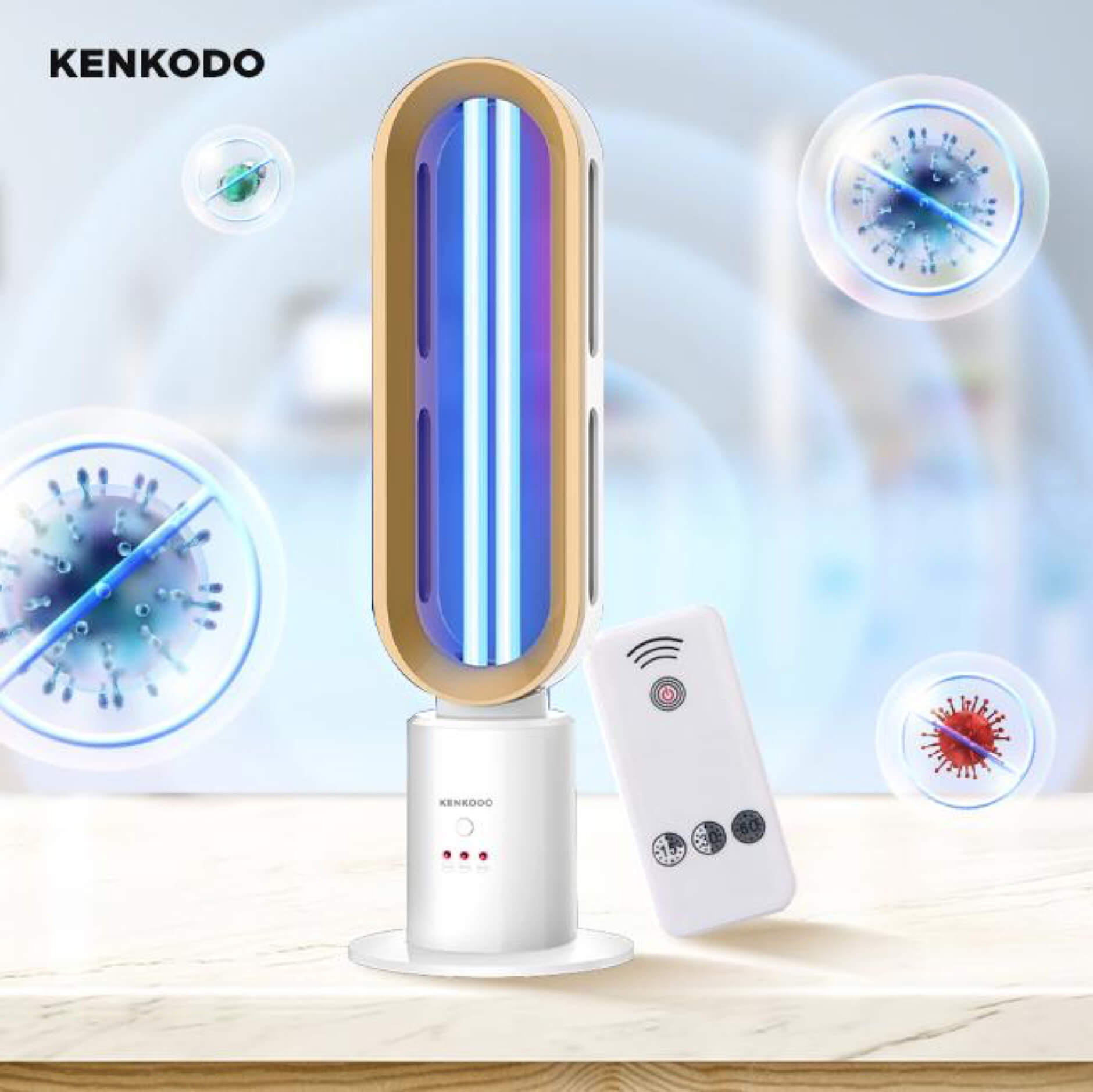 Đèn khử khuẩn UV của Kenkodo có tính năng điều khiển từ xa